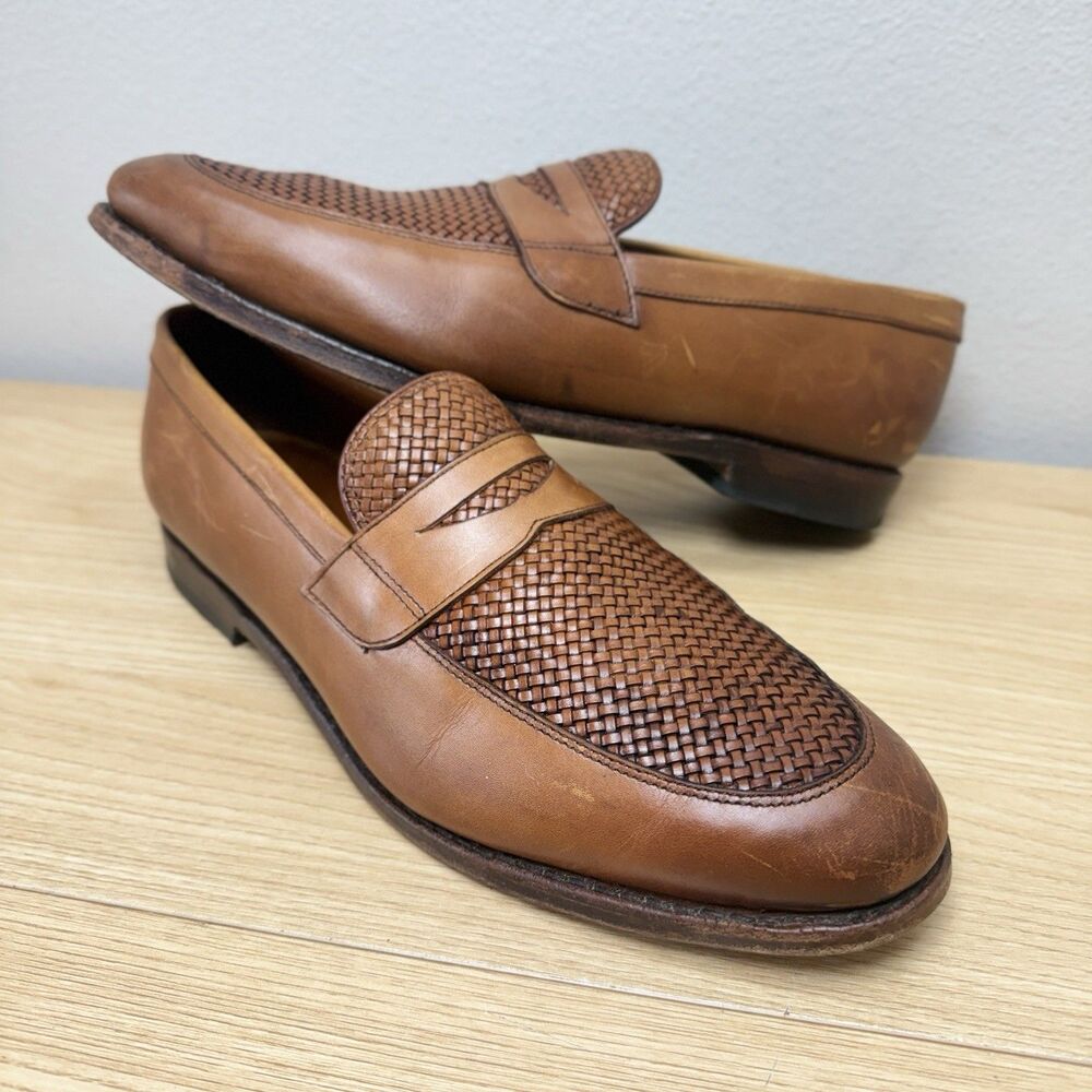 Allen Edmonds Lake Bluff Woven Leather Loafer Size 11 D Brown Office Event Groom